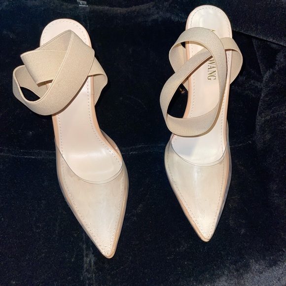 New Azalea Wang Nude Pat + Pvc sling back heel Size 8.5 - Picture 5 of 5